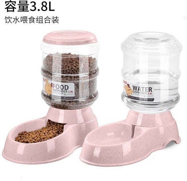 大容量寵物自動飲水餵食盆 3.8L, 1個, 3.8L經典（奧麗粉）喂食器（犬貓通用）