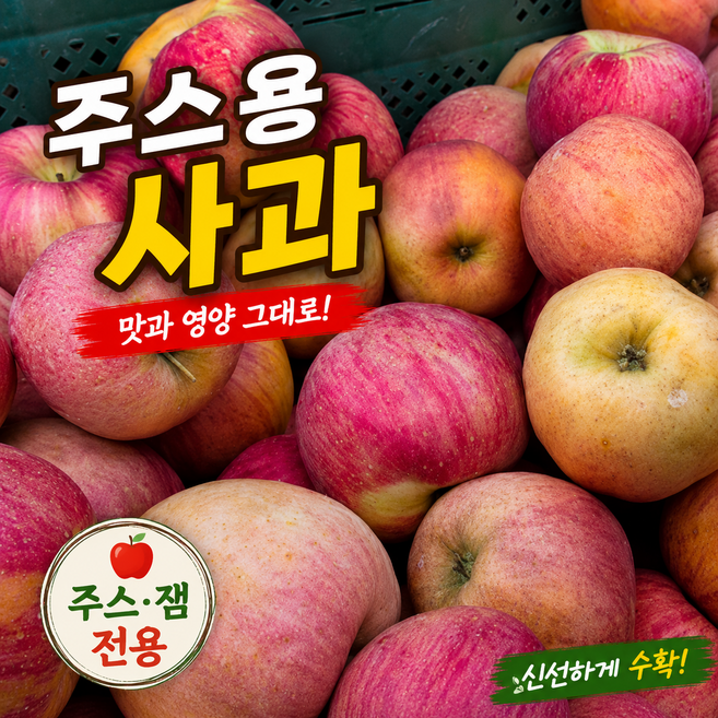 국내산 못난이 흠집 주스용 사과 랜덤과, 1개, 10kg(박스포함)