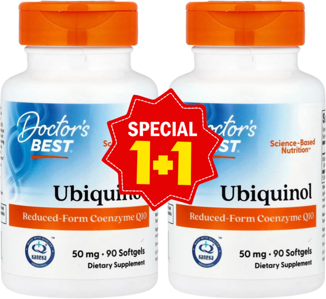 1+1 닥터스베스트 유비퀴놀 활성형 CoQ10 카네카 함유 50mg 소프트젤 90정 / 해외직구 미국정품, 2개