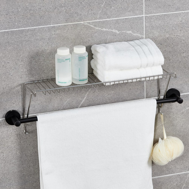 국내생산 에이치제이 무타공 수건걸이 선반 거치대, 단품, 1개