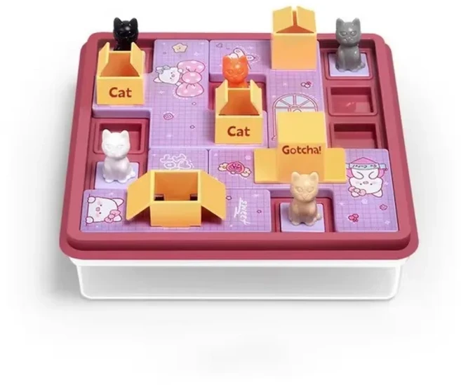 고양이 익스프레스 보드 퍼즐 논리 게임 교육 학습 장난감 훈련 공간 계획 가족 파티 게임, [01] Purple