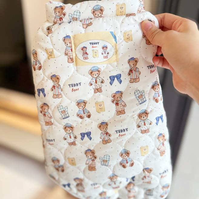 테디곰 겨울 강아지 보온 패딩조끼 고양이겸용 귀여운 애견 외투, 1개, 블루