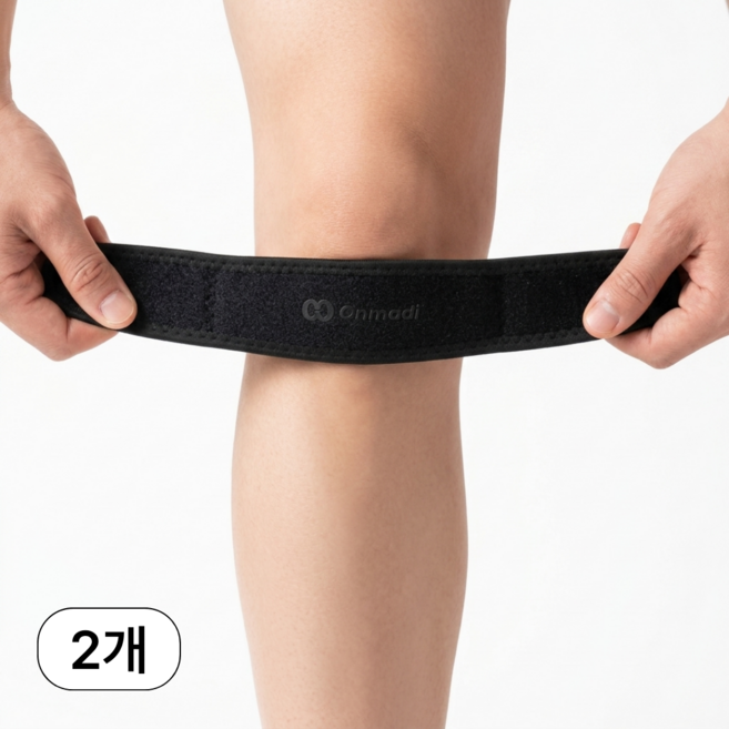 온마디 러닝 무릎보호대 PT-Band, 블랙, 2개