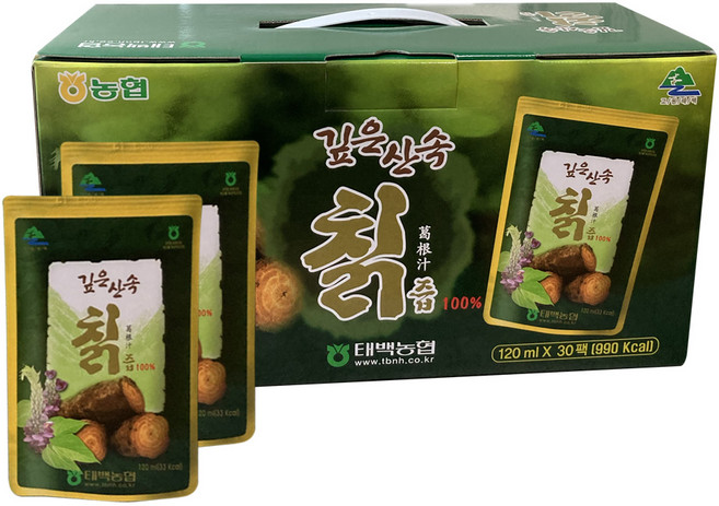 태백농협 칡즙 생칡즙 원액 100%, 30개, 120ml