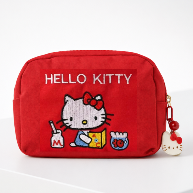 오눌루 귀여운 헬로키티 자수 디자인 데일리 화장품 파우치