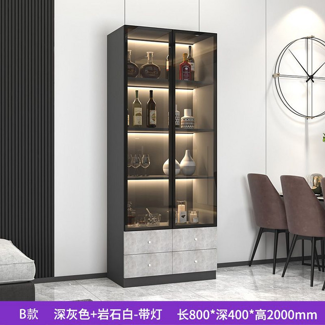 술장식장 와인 위스키 수납장 진열장 주류 인테리어 콘솔 쇼케이스 양주 보관함, A. 3도어, B8+라이트800x400x높이2000