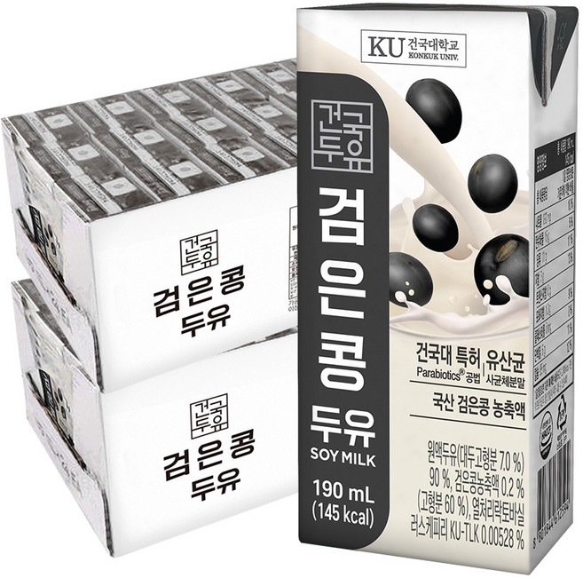 건국 검은콩 두유, 190ml, 48개