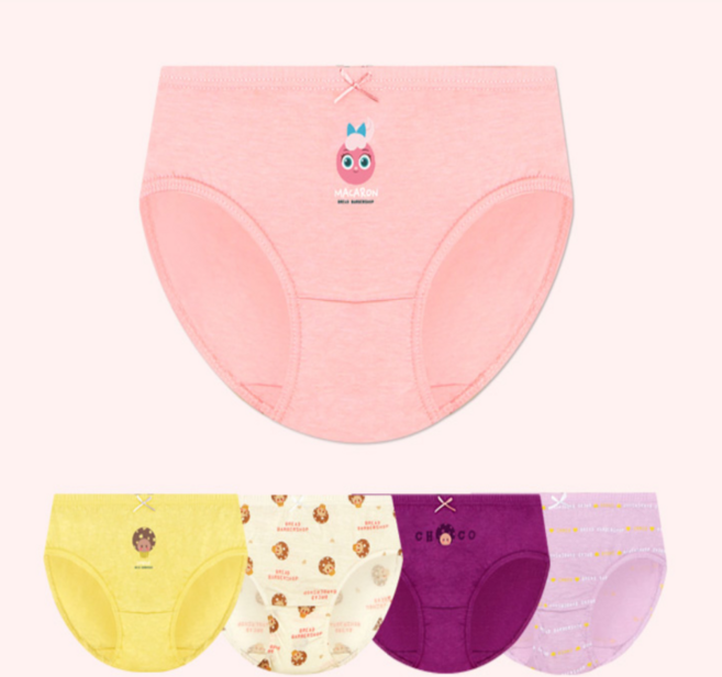 엠알키즈 여아용 브레드이발소 순면 머쉬룸 삼각팬티 5종 세트