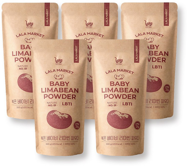 라라마켓 페루산 볶은 베이비 리마빈 파우더, 300g, 5개