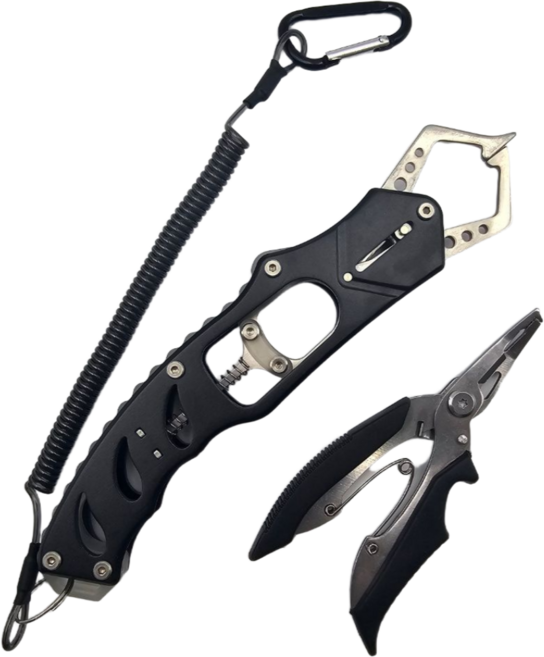 EluE낚시몰물고기집게 파워피싱그립 세트 피싱플라이어 증정, 1세트, 블랙