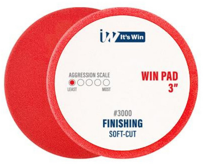 잇츠윈 윈패드 광택패드 3인치 폴리싱 왁싱 스펀지 어플리케이터 76mm, 레드, 1개, 마무리