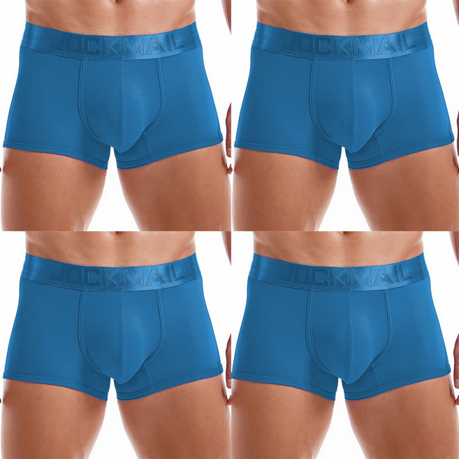 Jockmail 복서 반바지 아이스 실크 통기성 로파 인테리어 아저씨 메쉬 속건 섹시 란제리 4pcs