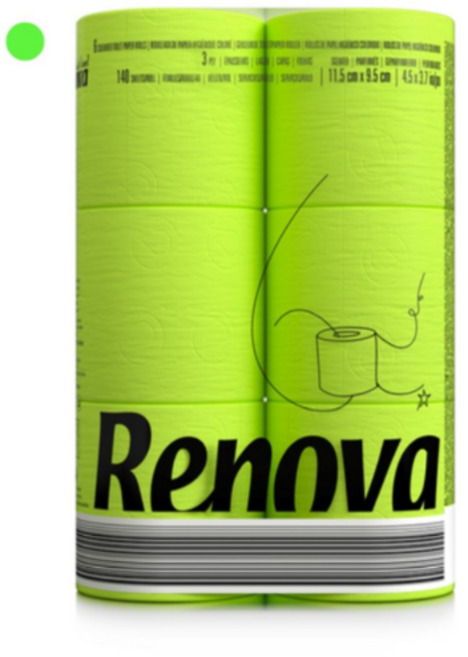 레노바 블랙라벨 그린 컬러티슈, 6롤, 1개, 16.1m