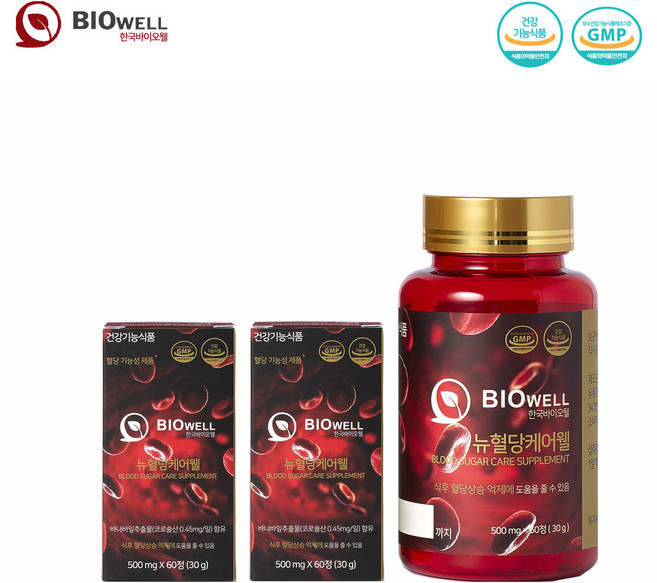 한국바이오웰 뉴혈당케어웰, 60정, 2개