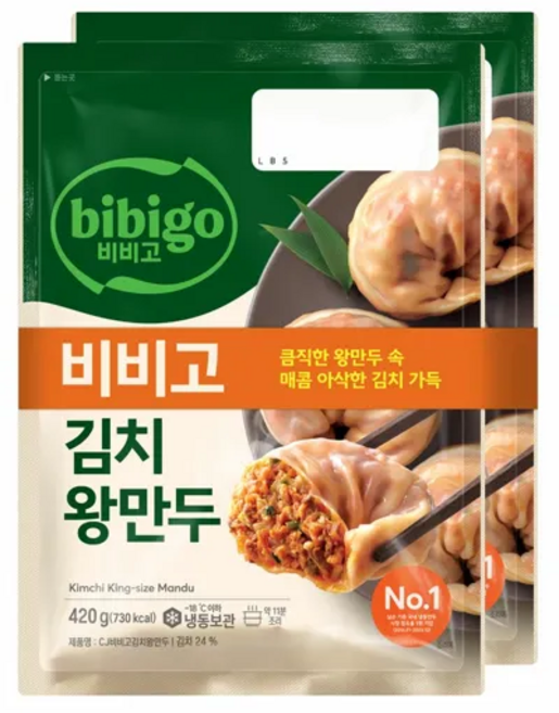 비비고 김치왕만두, 420g, 6개
