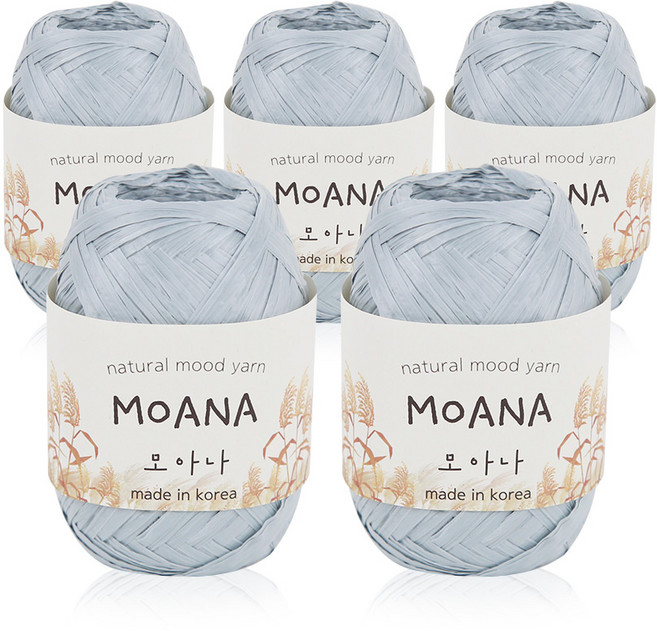 [앵콜스] (10+1) 모아나 40g (5볼묶음) 실버실 라피아 종이실 코바늘 여름가방 뜨개실, (**5볼묶음)119 더스티연하늘
