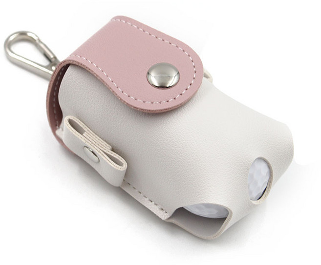 리비움 심플한 가죽 골프 볼주머니, 핑크