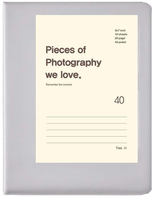 문구백서 5X7 사진 포켓 앨범 포켓식 포토 포카바인더 콜렉트북 티켓북, 흑지, 그레이