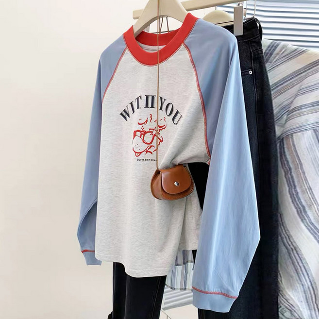 메이킹유 긴팔 배색 레터링 WA3526르고래글런티