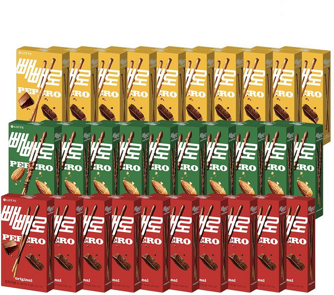 [본사직영]롯데제과 빼빼로 초코10갑+아몬드10갑+누드10갑, 1세트