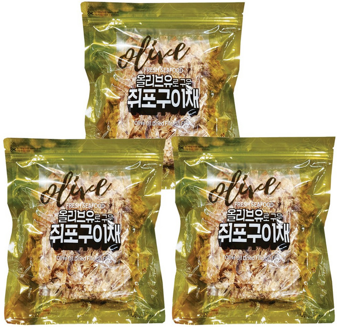 올리브유로 구운 쥐포구이채, 3개, 400g