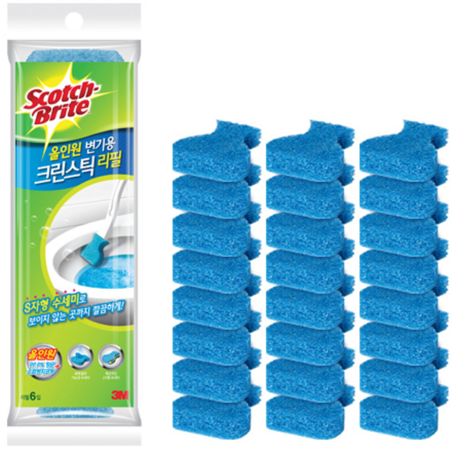 스카치브라이트 크린스틱 변기청소 리필 24p, 혼합 색상, 1개