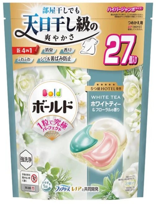 일본 보르도 젤볼 캡슐세제 화이트티 플로럴향 고농축 세탁세제, 3개, 27개입