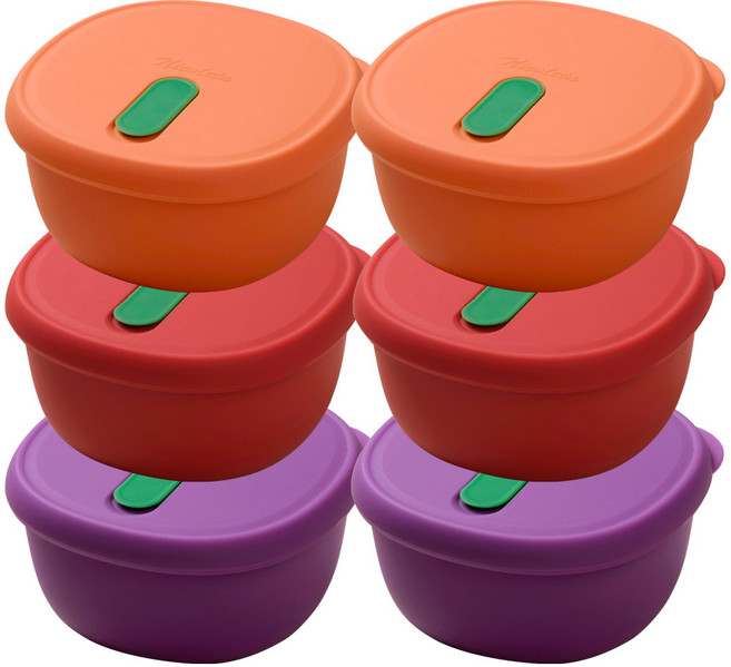 국산 냉동밥보관용기 실리콘밥팩 전자레인지 밀폐 소분용기 350ml, 토마토+캐럿+그레이프, 6개