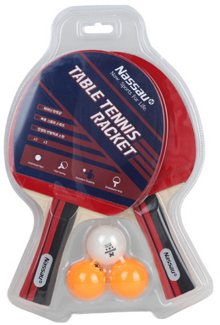 낫소 탁구라켓 세트 NXTT-ER145 쉐이크 라켓2개 탁구공 3개 세트, 1세트