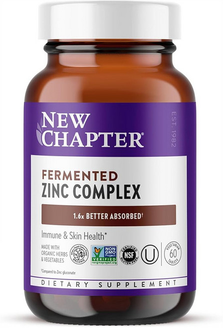 New Chapter Fermented Zinc 뉴챕터 아연 60정, 1개, 60회분