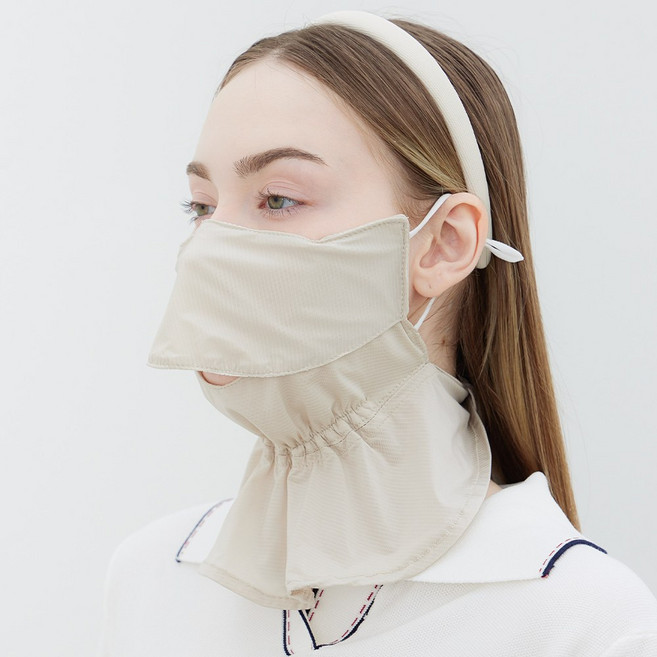 엠엠스포츠 여성 UV차단 숨쉬기 편한 아이스 스포츠 등산 골프 마스크, 베이지, 1개