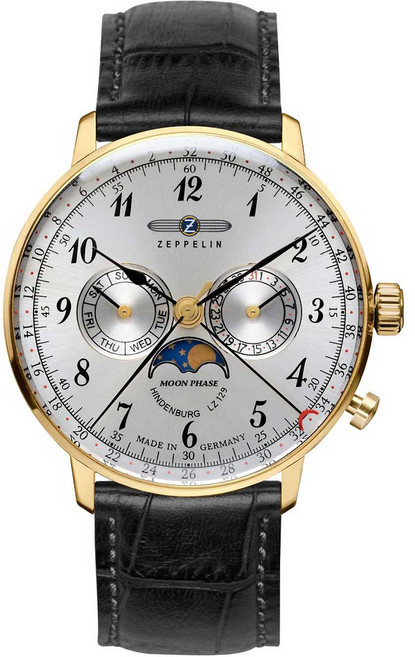 [Zeppelin] 제플린 7038-1 힌덴부르크 문페이즈 LZ129 남성용 시계 40mm 3ATM - 포함
