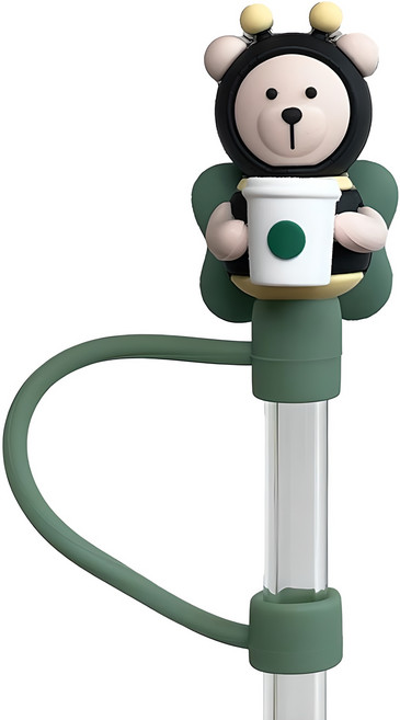 줄라이크 실리콘 텀블러 빨대 마개, 꿀벌, 1개