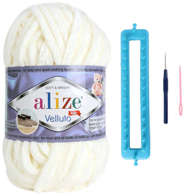 니팅룸 벨루토 목도리 DIY 세트, 62 아이보리+니팅룸세트, 1개