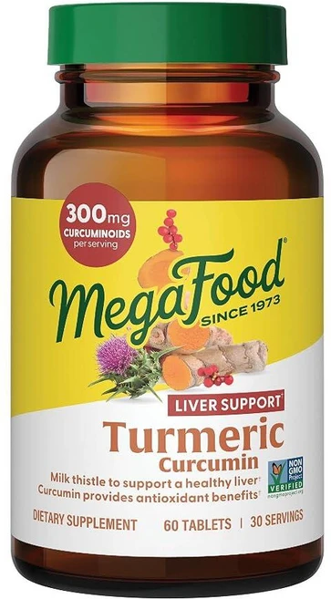MegaFood 메가푸드 강황 커큐민 흑후추 밀크씨슬 300mg 60정 영양제, Mega Food 60 Count (Pack of 1), 1 - 쿠팡