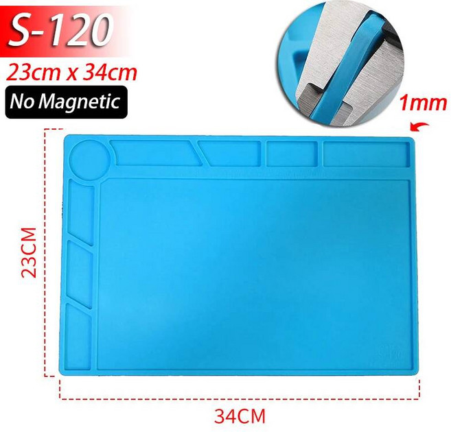 제전매트 고무패드 고무매트 내화충진재 1개 납땜 스테이션 매트 실리콘 작업 내열성 정전기 방지 마그네틱 전자제품 휴대폰 노트북 시계 수리용, S-120 1pcs