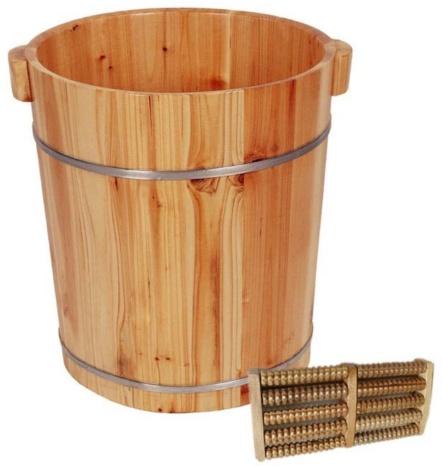 히노끼 족욕기 편백나무 족탕 카페 족욕통 카페, 기본 색상, 40 싱글 배럴+마사지 휠 전나무