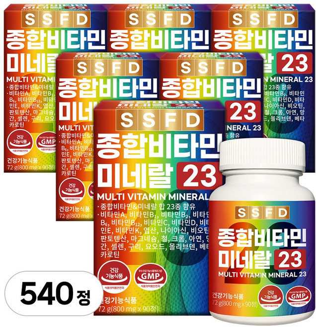 순수식품 종합 멀티 비타민 미네랄, 90정, 6개