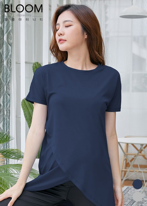 블룸마터니티 크로스 임산부 요가티셔츠