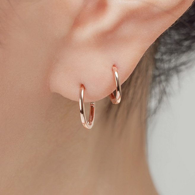 준주얼리 14K 18K 원터치 귀걸이 JPBDE545 [5종택1] 심플 링귀걸이 레이어드 귀걸이 핑크골드 옐로우골드