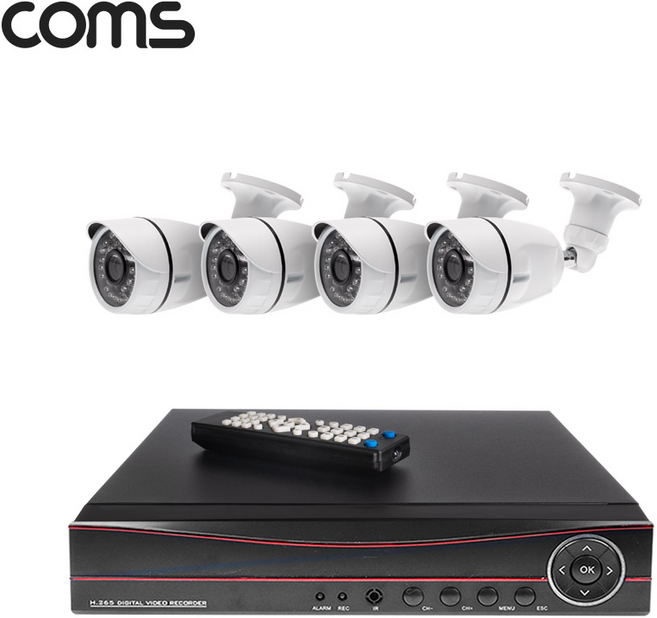 (COMS) 4채널 DVR CCTV 녹화기 카메라세트 (실외형) WN421, 1개