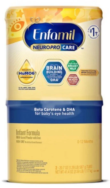 Enfamil NeuroPro Care Infant Formula with Iron 미국 엔파밀 뉴로프로 케어 만1세이하 영아 분유 아연첨가 1.17kg, 2입, 587g - 쿠팡