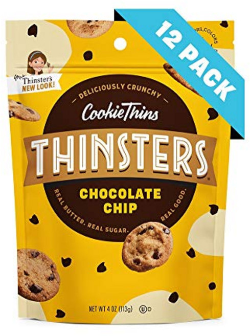 띤스터스 쿠키 씬 초콜릿 칩 Non GMO 땅콩 프리 Thinsters Cookie Thins Chocolate Chip Non GMO Peanut Free 4 Oun, 1개
