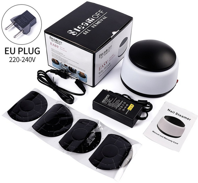 36W 스팀 폴리쉬 네일 젤 제거 아세톤 쏙 오프 리무버 머신 5분 전기 UV 광택 도구, 01 01 CHINA, 02 02 EU plug, 1개