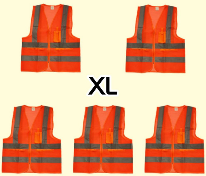 동배물산 안전 반사 조끼 망사형 형광 주황 XL 5개 1SET, 1세트