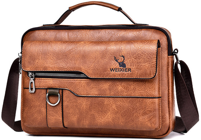 WEIXIER 남자 숄더백 크로스 백 PU 가죽 비즈니스 캐주얼 토트백 다기능 AC-8642