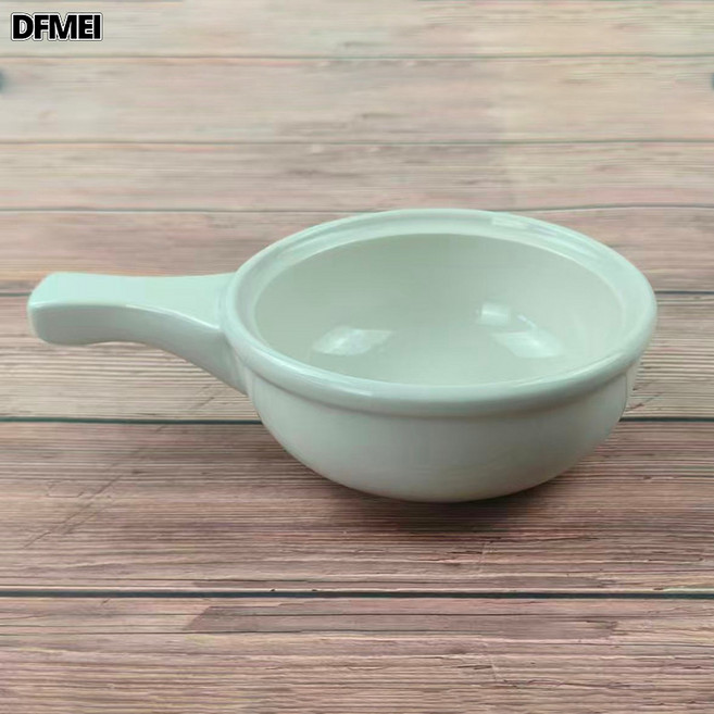 陶瓷餐具 全白简约碗碟 家用餐具釉下彩餐盘高级酒店西式碗碟套装, 1個, SSC-12白色带把洋葱缸碗 13*5.5cm(350ml), 參考詳情