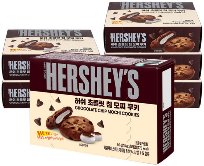 허쉬 초콜릿 칩 모찌 쿠키 5p, 90g, 6개