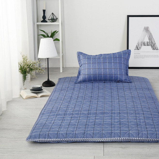 국산 모던체크 누빔 요커버 싱글 요매트 요패드 커버, 모던체크_요커버(누빔), 더블(D)_블루
