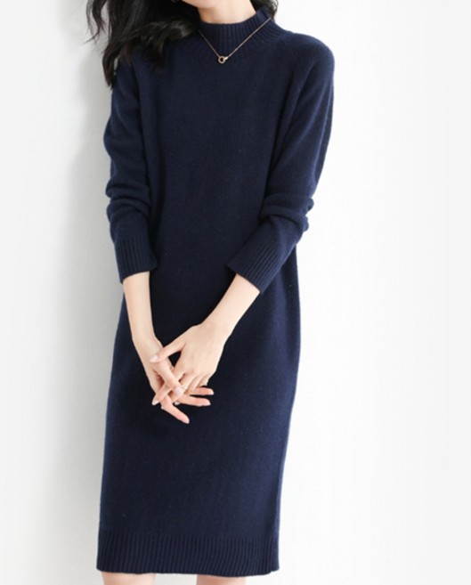 로렌미 베타 하이넥 니트 미디 원피스 S250917FW-10